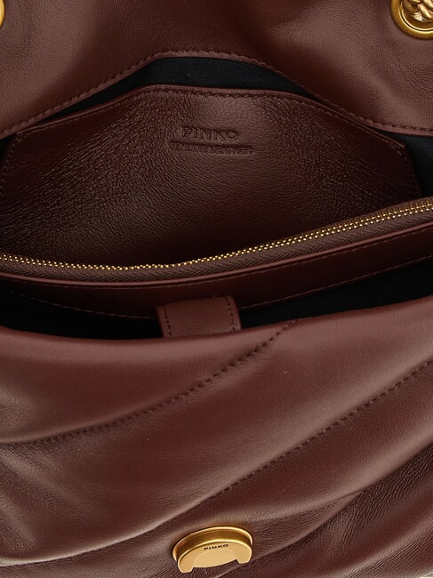 CLASSIC LOVE PUFF Geanta din piele Nappa vin de burgundă - aur antic - Genți femei