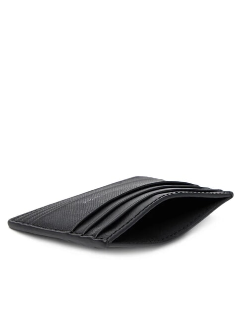 TH BUSINESS Port card plat din piele saffiano negru - Portofele bărbați