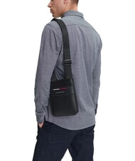 TOMMY HILFIGER TH FOUNDATION Geantă mică plată din nailon negru - Genți de umăr bărbați - 5