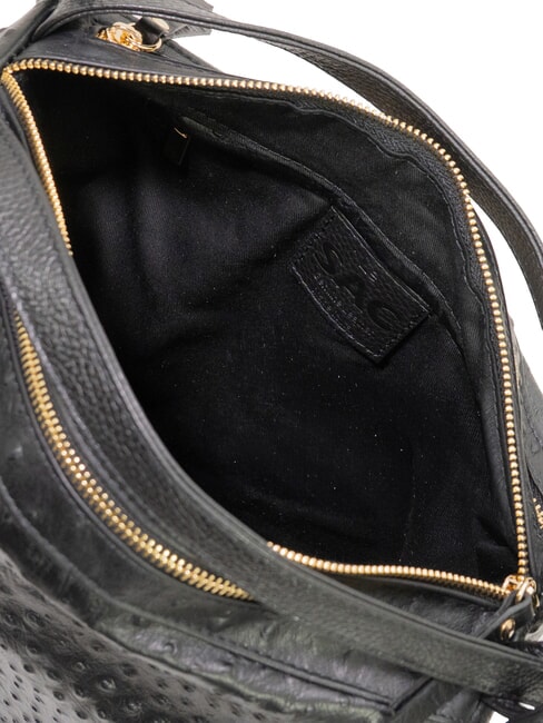 TRIO Rucsac din piele de struț struț negru - Genți femei