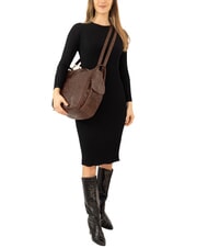 LESAC TRIO Rucsac din piele de damasc maro damasc - Genți femei - 5