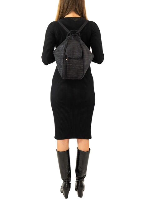 TRIO Rucsac din piele de crocodil albastru de cocos - Genți femei