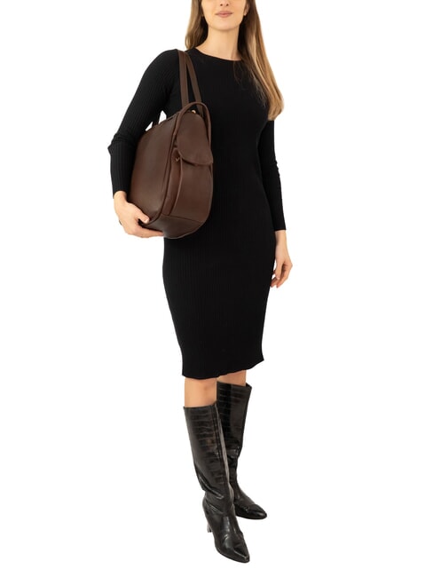 TRIO Rucsac din piele Nappa cafea - Genți femei