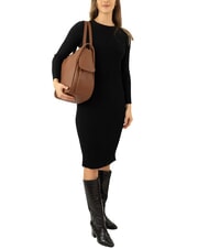 LESAC TRIO Rucsac din piele Nappa ciocolată - Genți femei - 4