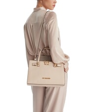 LOVE MOSCHINO SOFT SCULPT Geantă de m&acirc;nă cu curea de umăr fildeş - Genți femei - 5