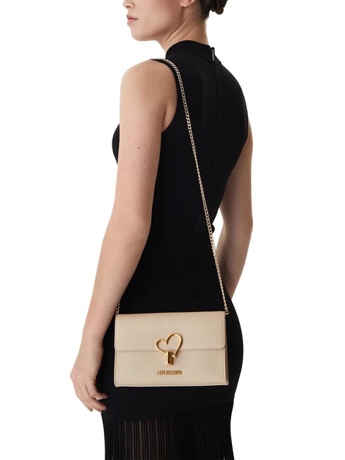 HEART TURNLOCK Geantă mică de umăr fildeş - Genți femei