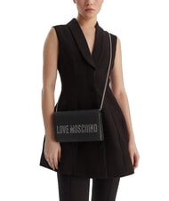 LOVE MOSCHINO SMART DAILY Geantă de umăr cu lanț lac negru - Genți femei - 5