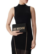 LOVE MOSCHINO SMART DAILY Geantă de umăr cu lanț negru - Genți femei - 5
