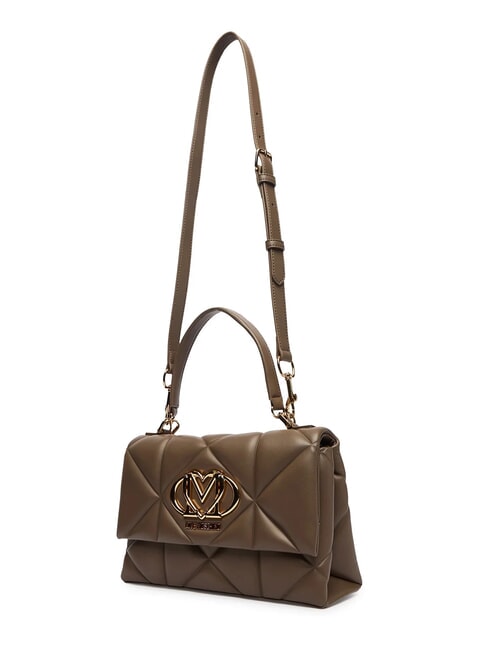 EMBOSSED Geantă tip servietă cu curea de umăr noroi - Genți femei