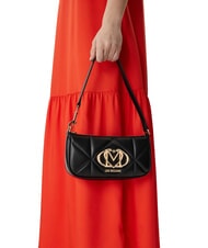 LOVE MOSCHINO EMBOSSED Geantă mică de umăr negru - Genți femei - 5