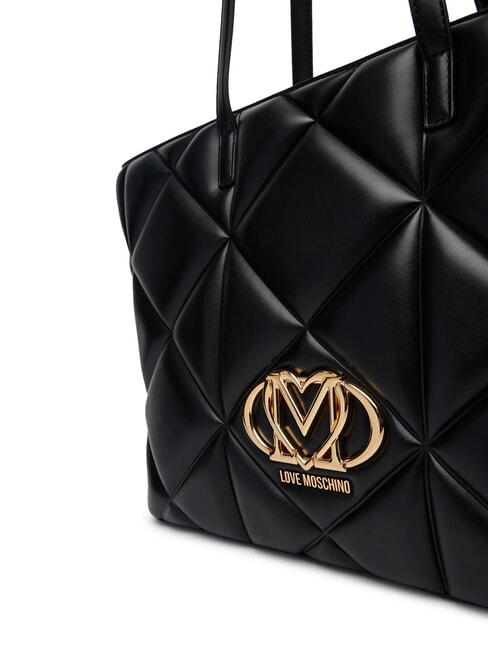 EMBOSSED Geantă de cumpărături de umăr negru - Genți femei