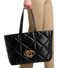 LOVE MOSCHINO EMBOSSED Geantă de cumpărături de umăr negru - Genți femei - 5