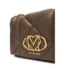 LOVE MOSCHINO EMBOSSED Geantă de umăr convertibilă noroi - Genți femei - 4