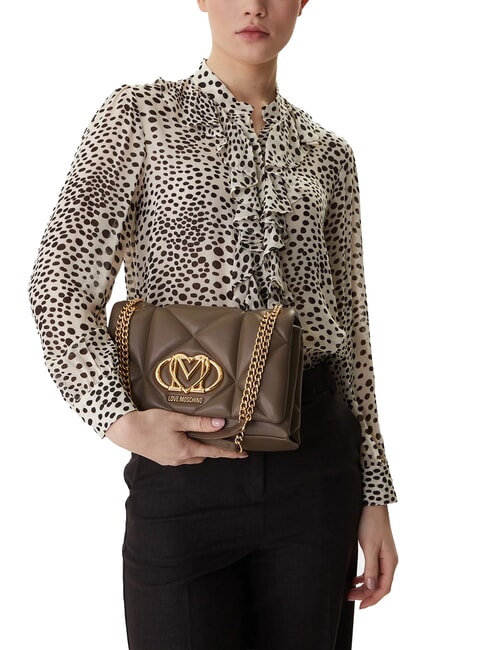 EMBOSSED Geantă de umăr convertibilă noroi - Genți femei