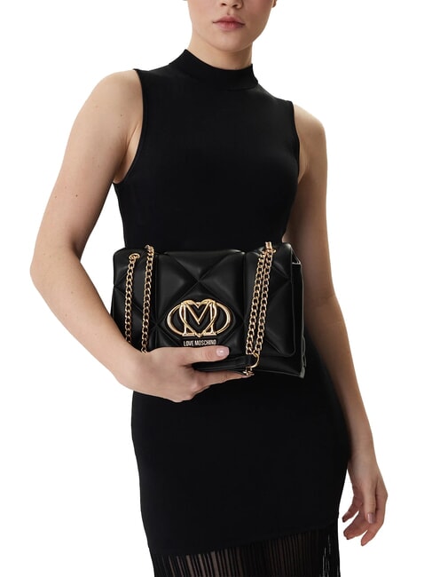 EMBOSSED Geantă de umăr convertibilă negru - Genți femei