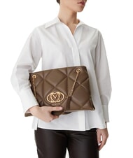 LOVE MOSCHINO EMBOSSED Geantă de umăr cu m&acirc;nere din lanț noroi - Genți femei - 5