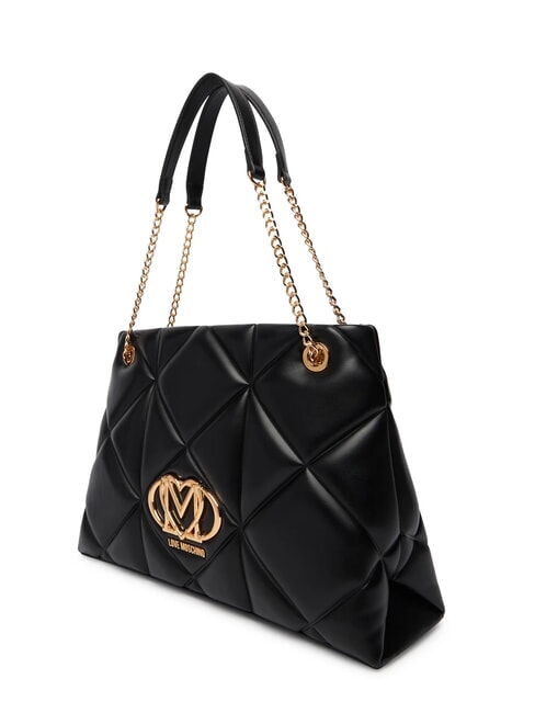 EMBOSSED Geantă de umăr cu m&acirc;nere din lanț negru - Genți femei