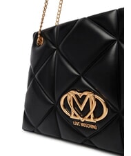 LOVE MOSCHINO EMBOSSED Geantă de umăr cu m&acirc;nere din lanț negru - Genți femei - 3