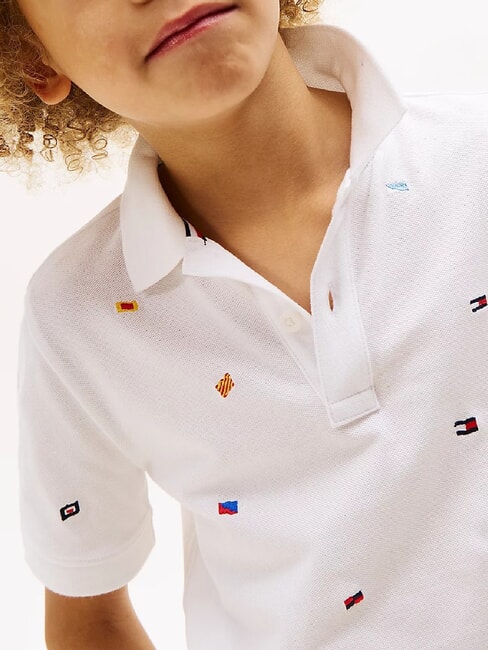 TH KIDS Tricou polo pentru copii cu m&acirc;necă scurtă și broderie alb - Tricou copil