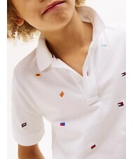 TOMMY HILFIGER TH KIDS Tricou polo pentru copii cu m&acirc;necă scurtă și broderie alb - Tricou copil - 3