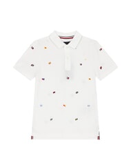 TOMMY HILFIGER TH KIDS Tricou polo pentru copii cu m&acirc;necă scurtă și broderie alb - Tricou copil - 4