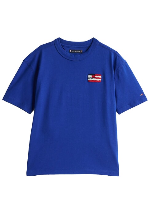 TH KIDS Tricou cu m&acirc;necă scurtă și steag albastru pană - Tricou copil