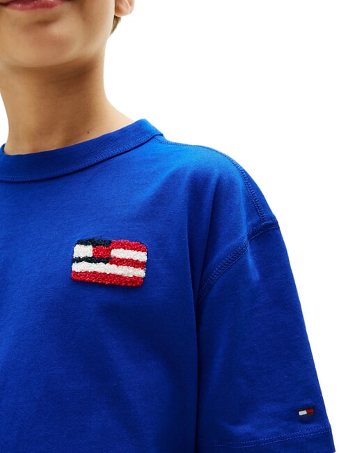 TH KIDS Tricou cu m&acirc;necă scurtă și steag albastru pană - Tricou copil