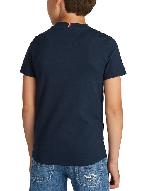 TH KIDS Tricou cu m&acirc;necă scurtă și broderie cu logo bleumarin noapte &icirc;ntunecată - Tricou copil