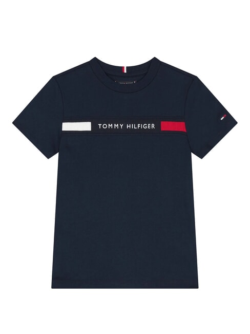 TH KIDS Tricou cu m&acirc;necă scurtă și broderie cu logo bleumarin noapte &icirc;ntunecată - Tricou copil