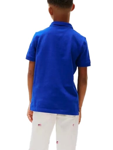 TH KIDS Tricou polo cu m&acirc;necă scurtă din bumbac albastru pană - Tricou copil