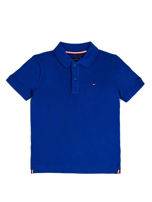 TH KIDS Tricou polo cu m&acirc;necă scurtă din bumbac albastru pană - Tricou copil