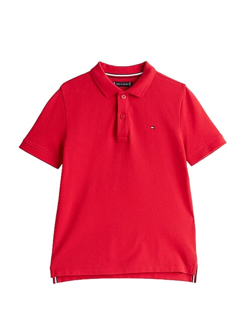 TH KIDS Tricou polo cu m&acirc;necă scurtă din bumbac roșu primar - Tricou copil