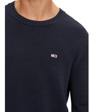 TOMMY HILFIGER TH JEANS  Guler rotund din bumbac bleumarin noapte &icirc;ntunecată - Pulovere pentru bărbați - 3