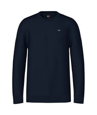 TOMMY HILFIGER TH JEANS  Guler rotund din bumbac bleumarin noapte &icirc;ntunecată - Pulovere pentru bărbați - 4