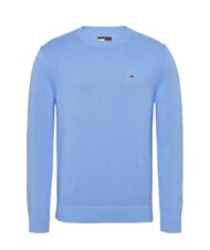 TOMMY HILFIGER TH JEANS  Guler rotund din bumbac albastru de prună dulce - Pulovere pentru bărbați - 4