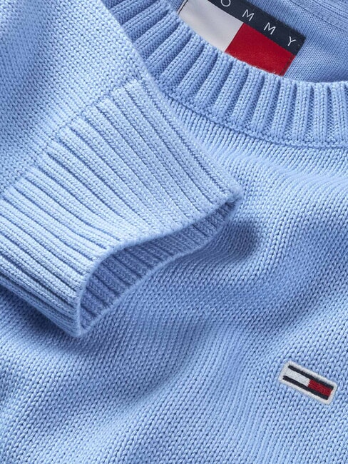 TH JEANS  Guler rotund din bumbac albastru de prună dulce - Pulovere pentru bărbați