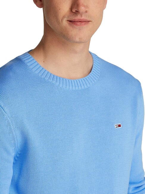 TH JEANS  Guler rotund din bumbac albastru de prună dulce - Pulovere pentru bărbați