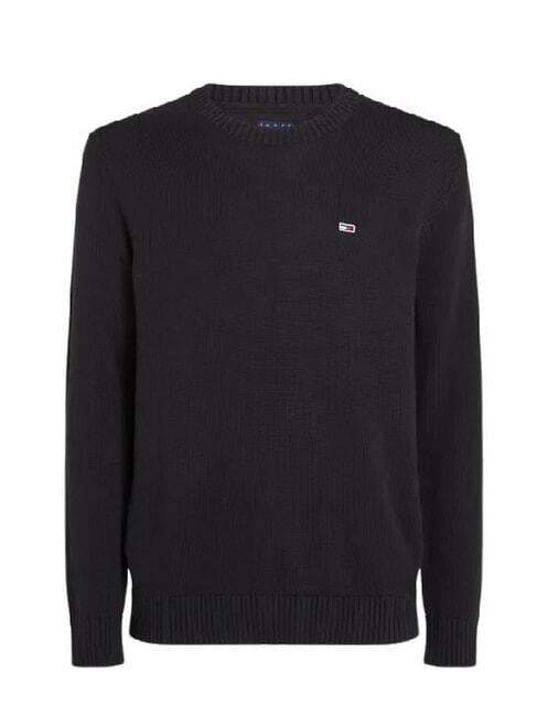 TH JEANS  Guler rotund din bumbac negru - Pulovere pentru bărbați