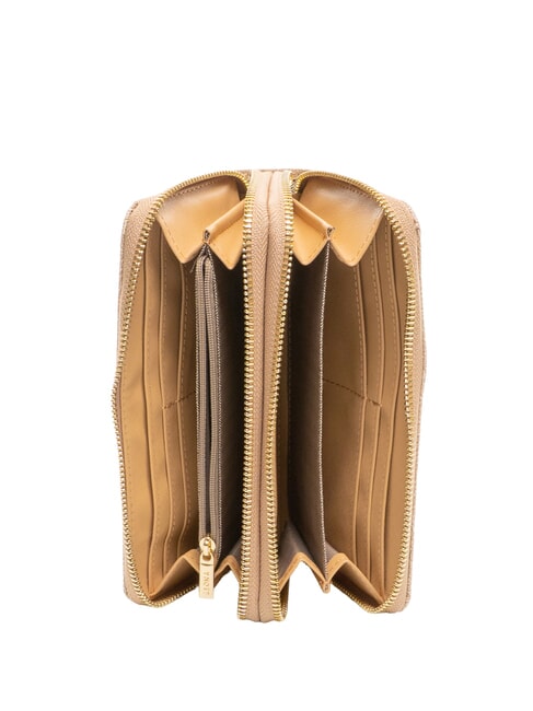 LUX Portofel mare cu fermoar caramel - Portofele femei