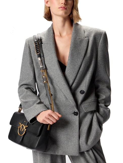 LOVE ONE Geantă de umăr din piele aur negru-vechi - Genți femei