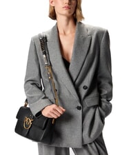 PINKO LOVE ONE Geantă de umăr din piele aur negru-vechi - Genți femei - 4