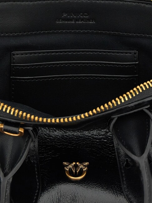 BOWLING Geantă mică din piele cu cupolă aur negru-vechi - Genți femei