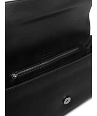 PINKO LOVE ONE Geantă de umăr din piele limuzină neagră - argintiu mat - Genți femei - 7