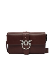 PINKO LOVE ONE Geantă de umăr din piele castaniu maro argintiu mat - Genți femei - 2