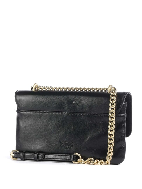 LOVE BAG Geantă de umăr subțire din piele limuzină neagră - auriu mat - Genți femei