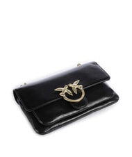 PINKO LOVE BAG Geantă de umăr subțire din piele limuzină neagră - auriu mat - Genți femei - 4