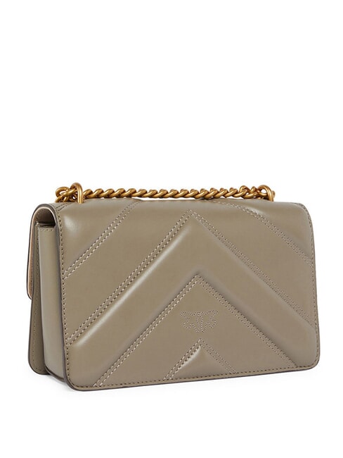 LOVE ONE MINI Geantă de umăr din piele nuc-aur antic - Genți femei