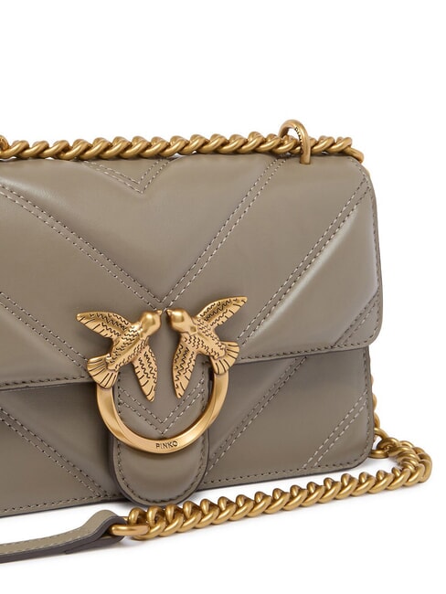 LOVE ONE MINI Geantă de umăr din piele nuc-aur antic - Genți femei