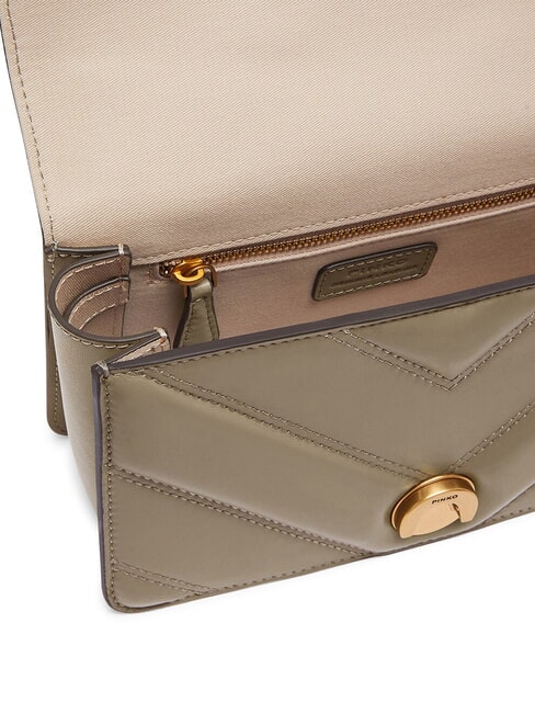 LOVE ONE MINI Geantă de umăr din piele nuc-aur antic - Genți femei