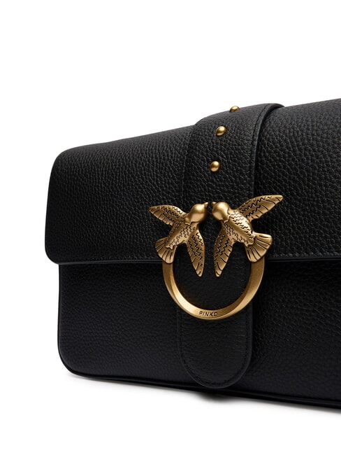 LOVE ONE Geantă de umăr din piele cu clapă aur negru-vechi - Genți femei